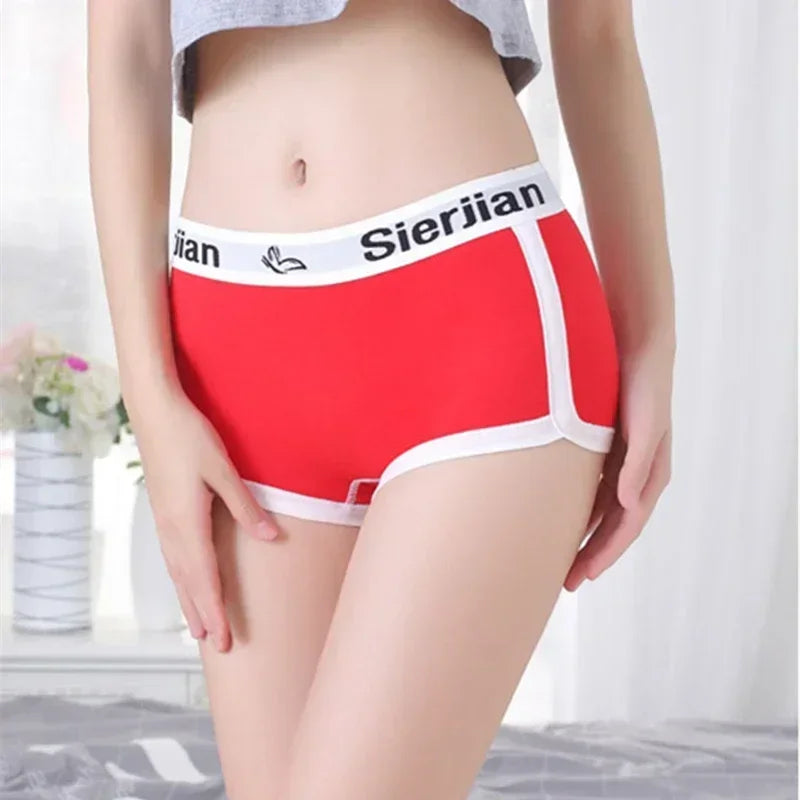 Women's Anti-exposure Ladies Boxers Cotton Sports Style Underwear  Fashion Lingerie Letter Belt Plus Size Girls Boxer Shorts