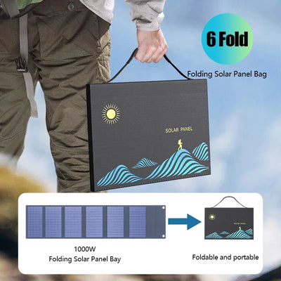 Solar Panel 600W 1000W Portable Folding Bag USB+DC Output Charger Outdoor Power Supply for Home Mobile Phone Power Generator