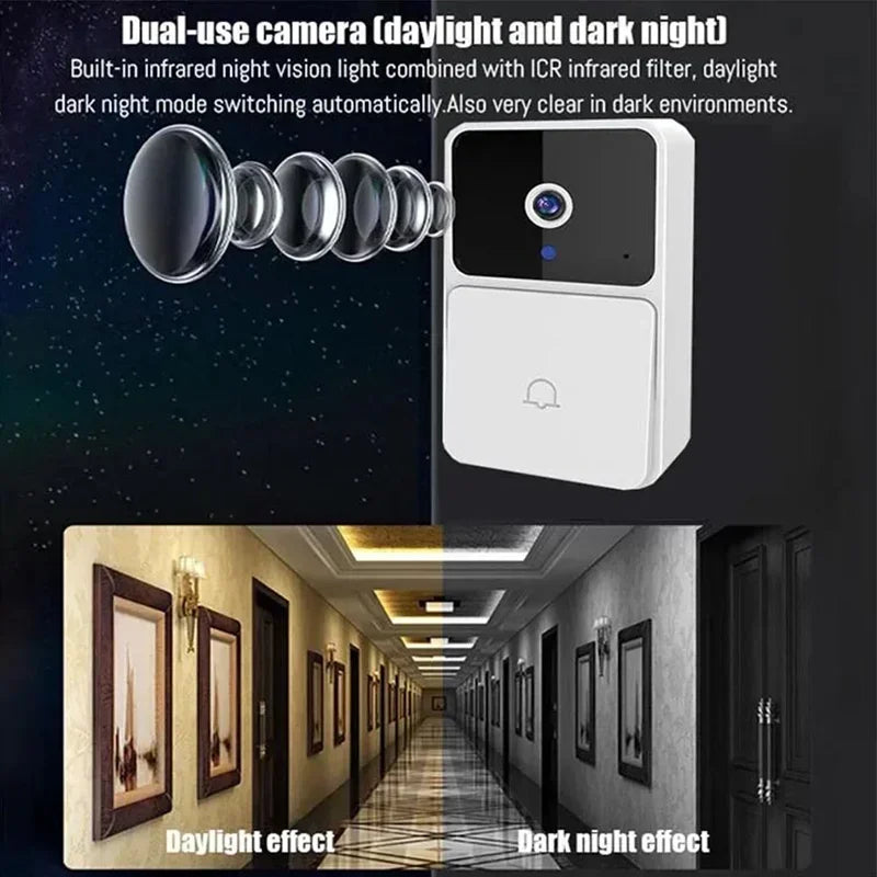 WiFi Video Doorbell Camera, Wireless Night Vision - Ultra HD Smart Home Doorbell with Two-Way Audio for Real-Time Communication