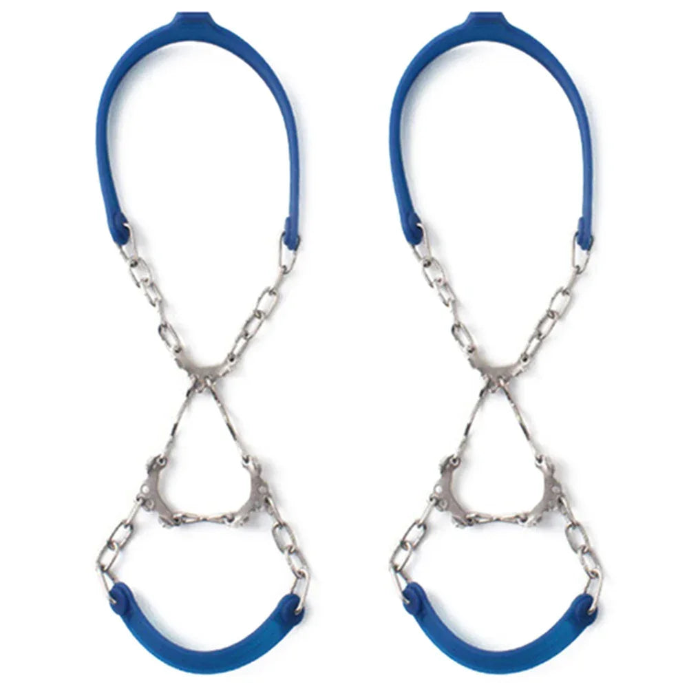 1Pair Anti Slip Ice Gripper Climbing Crampons 6 Teeth Steel Ice Grips Snow Walking Shoes Spikes Cleats Chain Claws Boots Cover