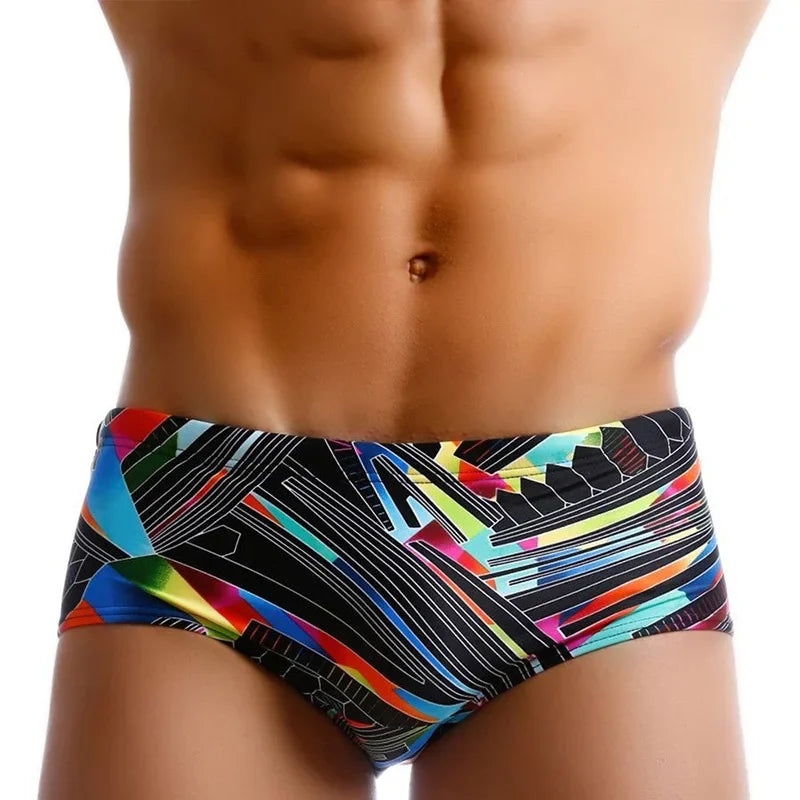 Men Swimwear Brazilian Traditional Cut Swimsuits Swim Bikini Surf Boxer Briefs Board Shorts Trunks Black and Red Sunga