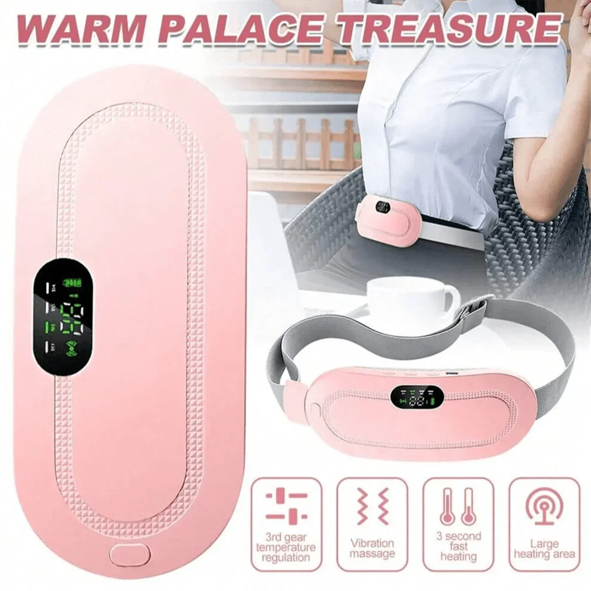 Electric Menstrual Spasm Massager Vibrator Heating Belt Suitable For Relieving Menstrual Discomfort, Keeping Waist And  heating