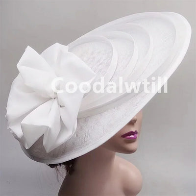 Women Church Wedding Big Fascinator Hat Fashion Large Flower Headpiece Fascinator Ladies Elegant Party Royal Ascot Millinery Cap