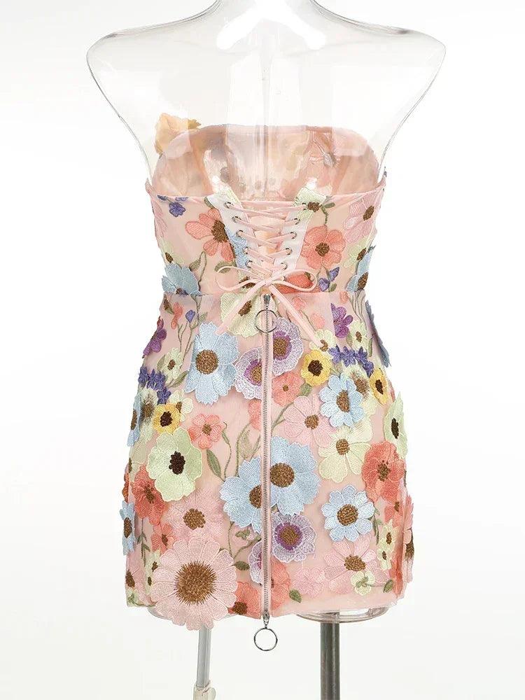 Luxury dresses women 2025 summer prom gown new bodycon mini party dress retro embroidered flower evening gowns brithday