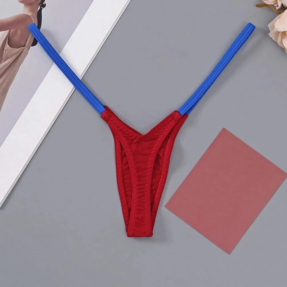 Womens Soft T-Back Sexy Underwear Breathable T-Pants Thin Straps Low Waist Multicolor Stitching Sexy Lingerie Pack Women Thongs