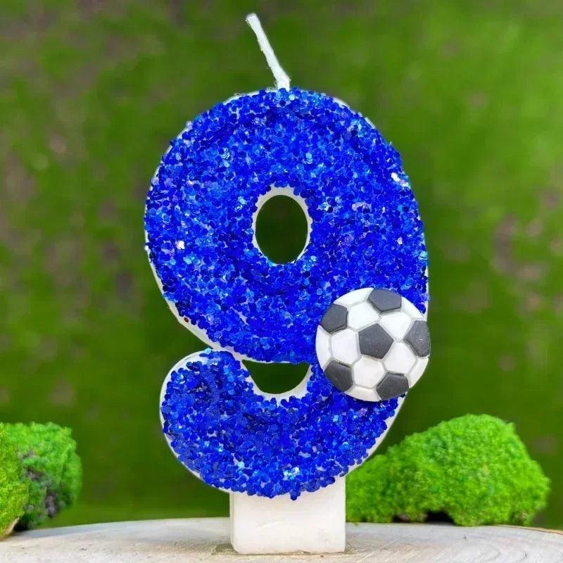 Blue football cake candle 0-9 number party decorative birthday decoration topper