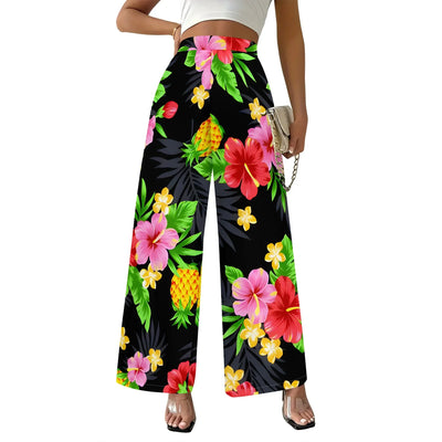 Women's Wide Leg Sweatpants Casual Elastic High Waisted Drawstring Long Pants Beach Vacation Pants with Pockets