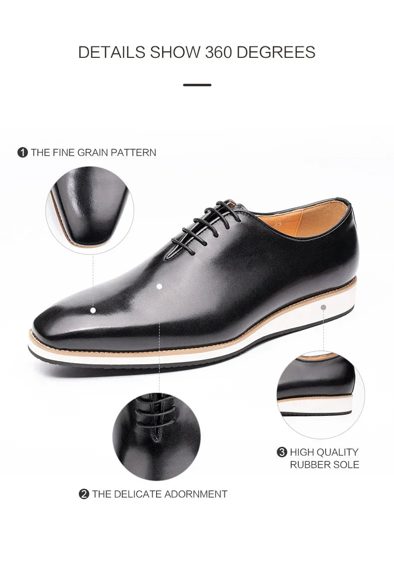Modern Leather Men's Shoes Office Business Formal Suit Footwear High Quality Oxford Lace Up Handmade Brogue Shoes EVA Outsole