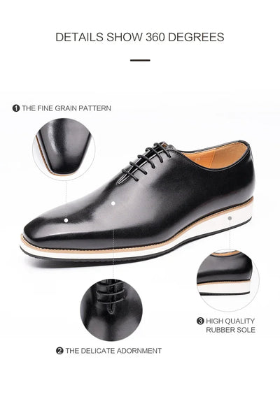 Modern Leather Men's Shoes Office Business Formal Suit Footwear High Quality Oxford Lace Up Handmade Brogue Shoes EVA Outsole