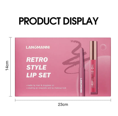 12PCS Retro Lip Set 6 Lipliner 6 Dripglass Oil Matte Shiny Long Lasting Makeup Kit Cosmetics Beauty Essentials