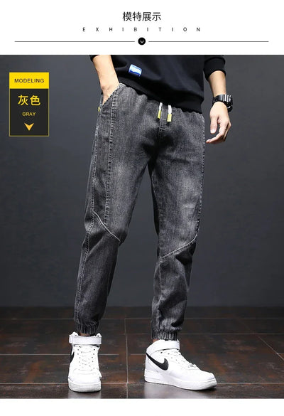 2024 Men Jeans mens fashion clothing Black Blue Cargo Jeans Men Streetwear Denim Jogger Pants Men Baggy Harem Jean Trousers