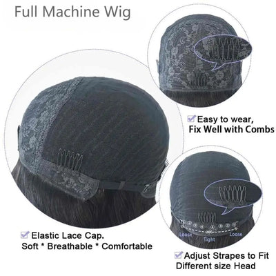 Short Bob Wig Straight Pixie Cut Bob Wigs Human Hair For Women With Bangs Brazilian Virgin Human Hair Wigs Non Lace Front Wig