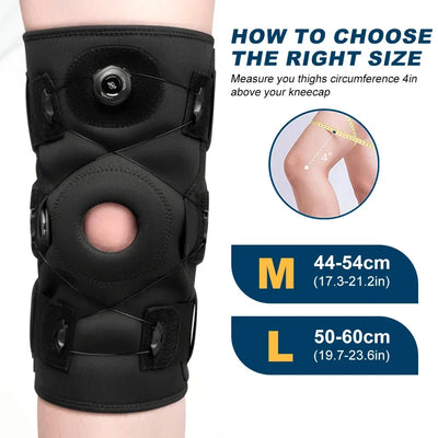 Hinged Knee Brace - Relieves ACL, MCL,Meniscus Tear,Arthritis, Tendon Pain, Open Patella Design with Dual Metal Side Stabilizers