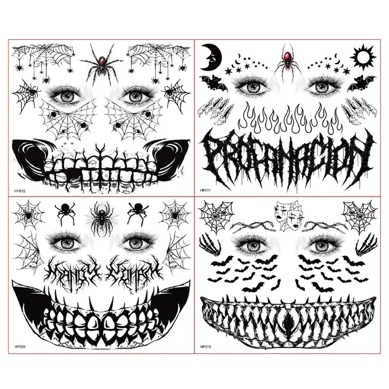 Temporary Tattoos for Women Adult Kids Girl Halloween Spider Web Tattoo Face False Waterproof Sticker Neck Arm Hands Tattoos