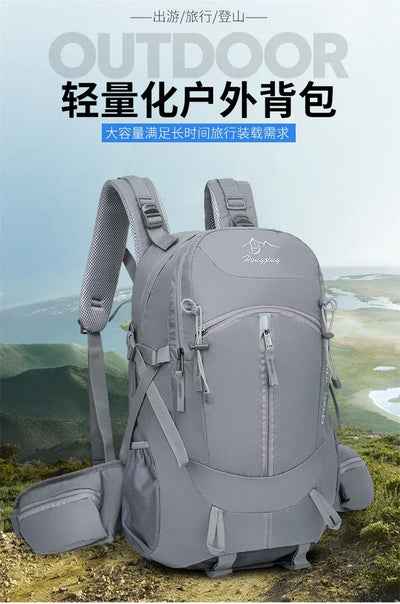 Fashionable and Wear-Resistant Outdoor Travel Backpack, Black and Red Contrasting Color Large-Capacity Mountaineering Bag with Waterproof Cover