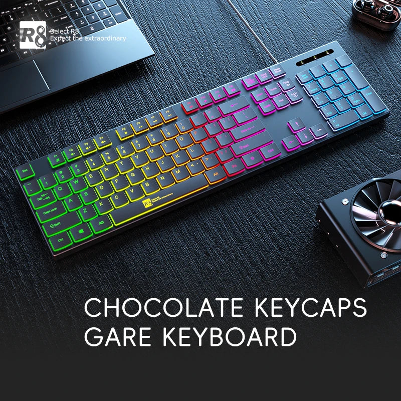 Gaming Keyboard Wired RGB Backlit Keyboard USB Backlight 104 Keys Ergonomic Gamer Keyboard for PC Laptop English