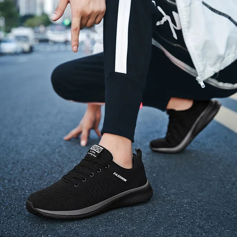 Athletic Shoes for Men Shoes Sneakers Black Casual Comfortable Knit Sneakers Breathable Athletic Running Walking Gym Shoes Men