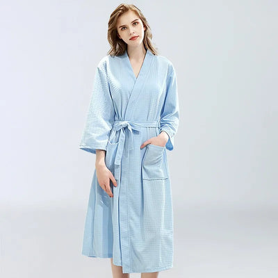 Women's Solid Bathrobe V-Neck Front Belt 2 Pockets Sleeping Robe Lightweight Quick Dry Soft Sleepwear Nightwear In Various Color