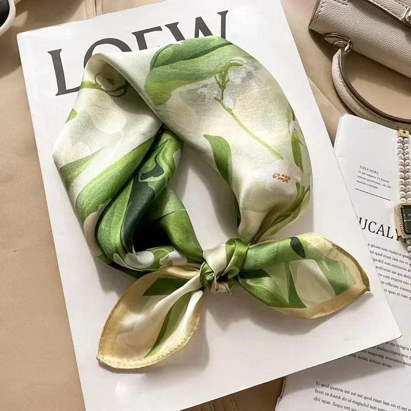 100% real silk square neck tie shawls scarf women female hijab bandana