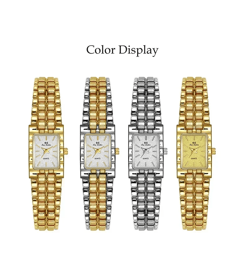 Luxury ladies’ watch retro elegant gold silver small square high quality watchchain gift watches for women
