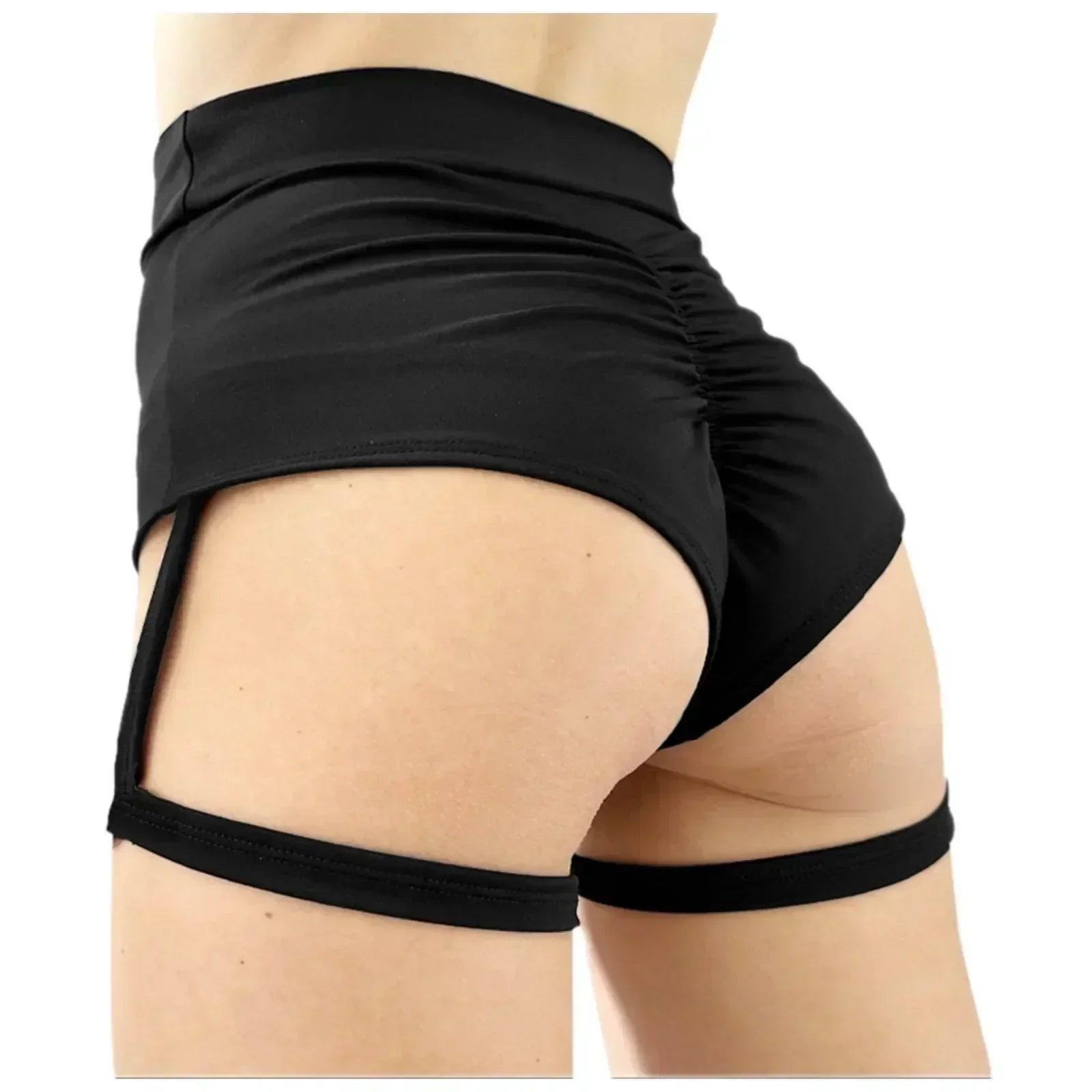 Sexy hot pants for women yoga clothes garters solid high waisted athletic shorts buttocks peach pleated butt crack sport