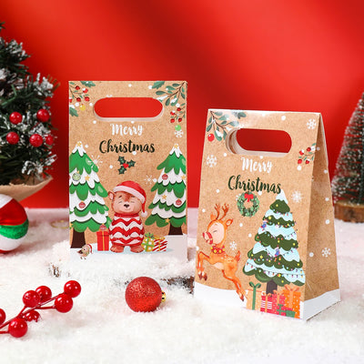 Christmas Kraft Paper Gift Bag Navidad Natal Noel Tree Candy Cookie Bag Merry Christmas Decorations For Home 2024 New Year 2025