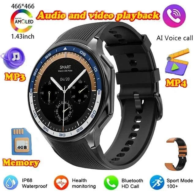 New for Oppo Watch X Men Smartwatch 32GB Extra large Memory 3D Mode MP3 MP4 Smart Watch GPS Sport Smartwatches Bluetooth calling
