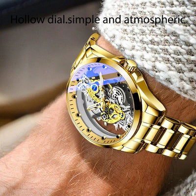 High-end Business Watch for Men's Watch Automatic Double Sided Transparent Hollow Waterproof and Luminous Quartz Watch for Men