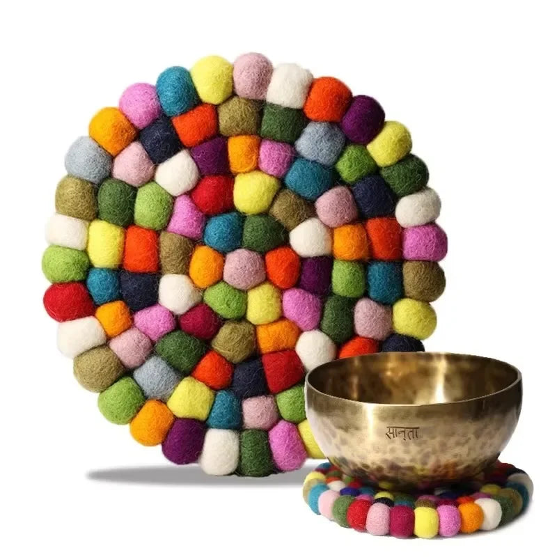 Wool Felt Singing Bowl Mat Handmade Colorful Sound Bowl Accessories Circular Musical Instrument Mats Square Seat Cushions