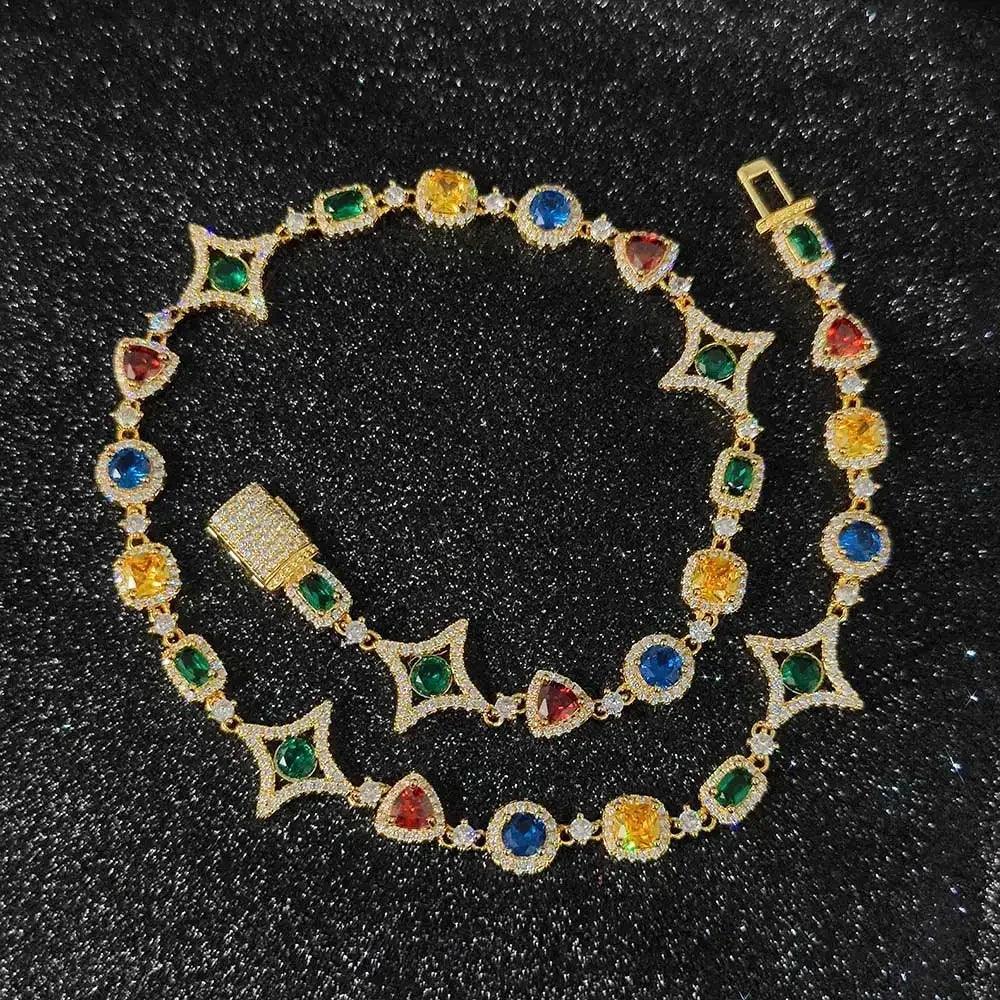 Luxury necklaces 18k gold plated rainbow zircon necklace trendy clavicle chain fashion jewelry for women birthday gift