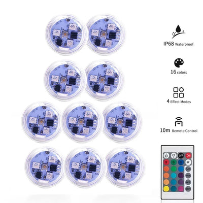 3leds RGB Underwater Night Led Submersible Light Lamp Battery Operated Garden Swimming Pool Light for Wedding Party Vase Bowl