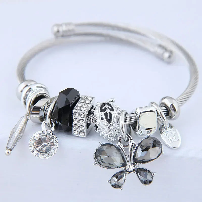 Charm Bracelets for Teen Girls Exquisite Cute Cartoon Friendship Bracelet Stainless Steel Bangle Birthday Gift Little Girls Kids