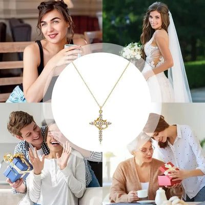 Religious cross Jewelry Neck Chain Christian Necklace Copper Religious Necklace Christian Crown Necklace Pendant For Women Men