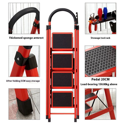 Adjustable Zigzag Folding Ladder 3 4 5 6 Step Thickened Carbon Steel Engineering Ladder Stable Climbing Tool for Home And Garden