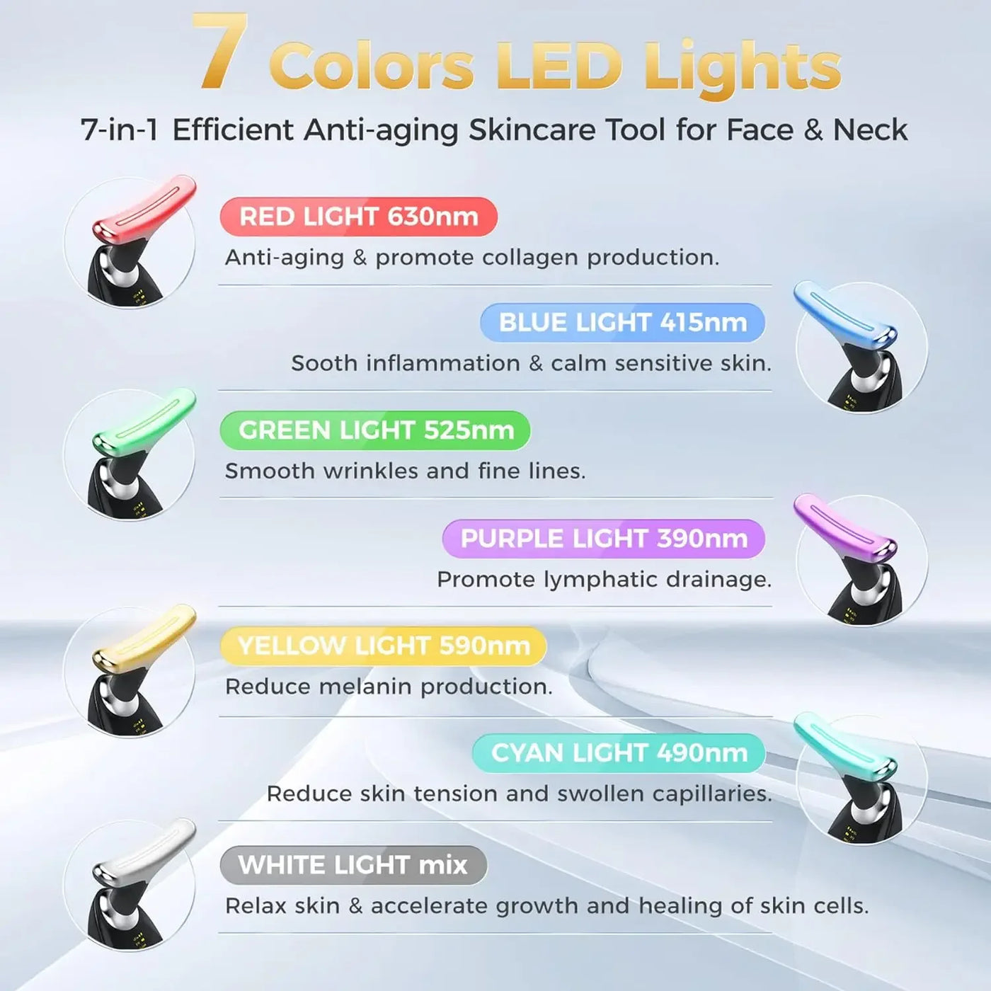 Neck massager face three lighting modes skin enhancement device LED beauty machine