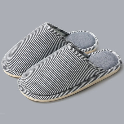 Warm Plush Cotton Slippers for Home Indoor Non-slip Linen Flats Spring and Autumn Couple House Slides
