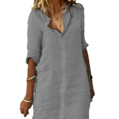 White Spring Cotton Linen Women's Mini Dress