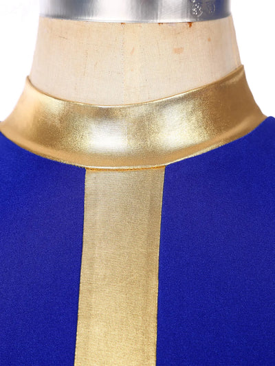 Women Lyrical Dance Dress Color Block Patchwork Invisible Zipper Back Flowy Asymmetrical Hem Sleeveless Dresses Dancewear