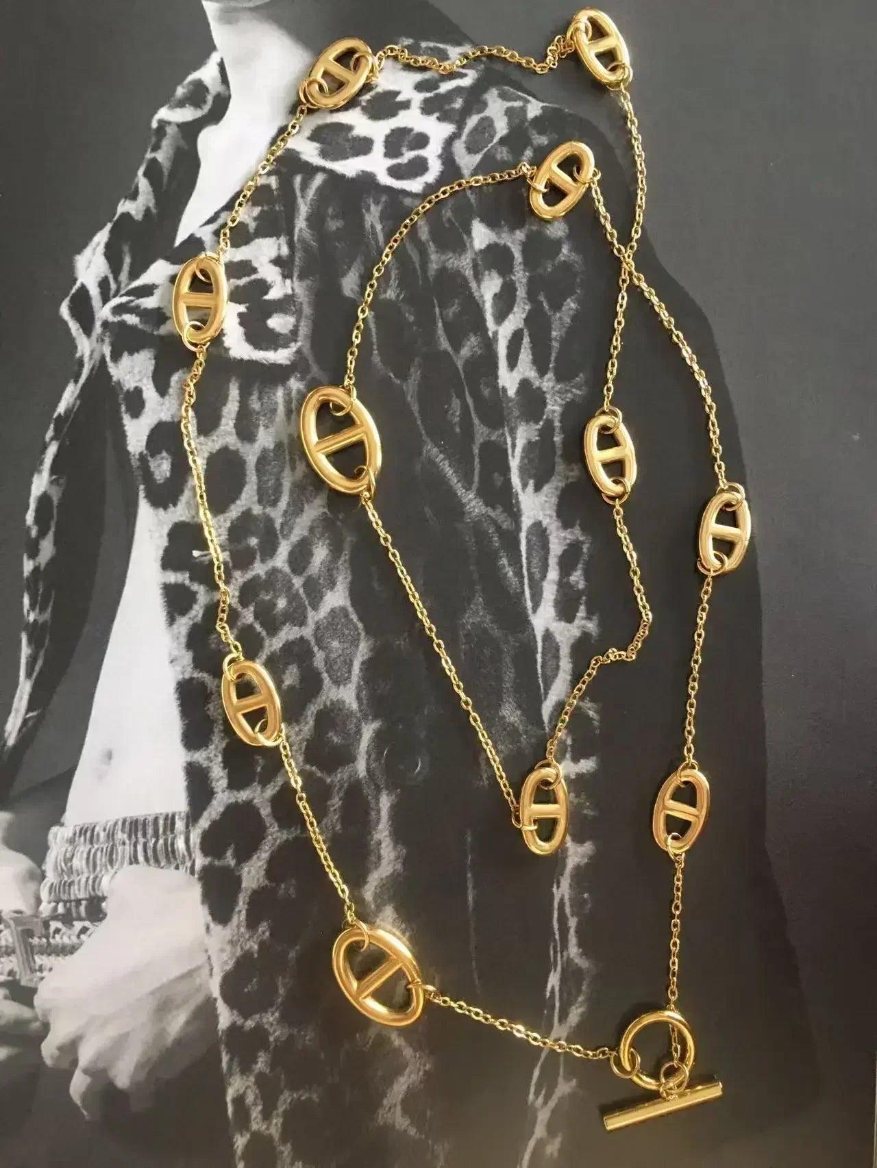Luxurious 80cm non-fading necklace ot buckle long-sleeved decorative dress shirt t-shirt coat sweater chain high-end
