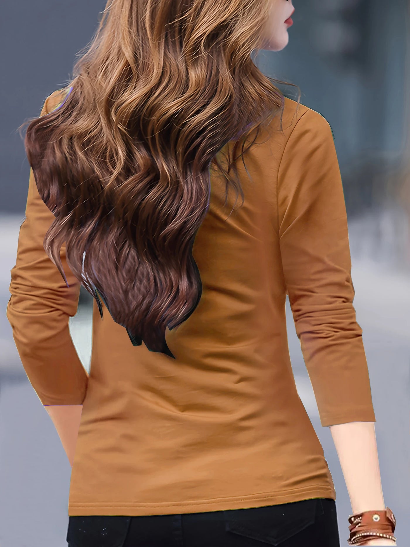 Women's Casual Chic Shirt - Long Sleeve, Button Detail, Semi-Sheer Cotton Blend, Machine Washable - Perfect for Spring & Fall