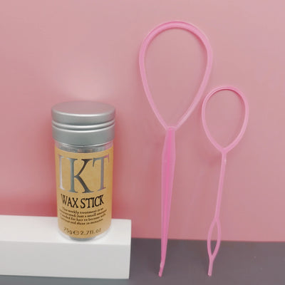 Women Hair Wax Stick Set with Slick Back Brushes Gel Pomade for Kids Little Girls Toddler Flyaway Hair Wig Styling Accessories