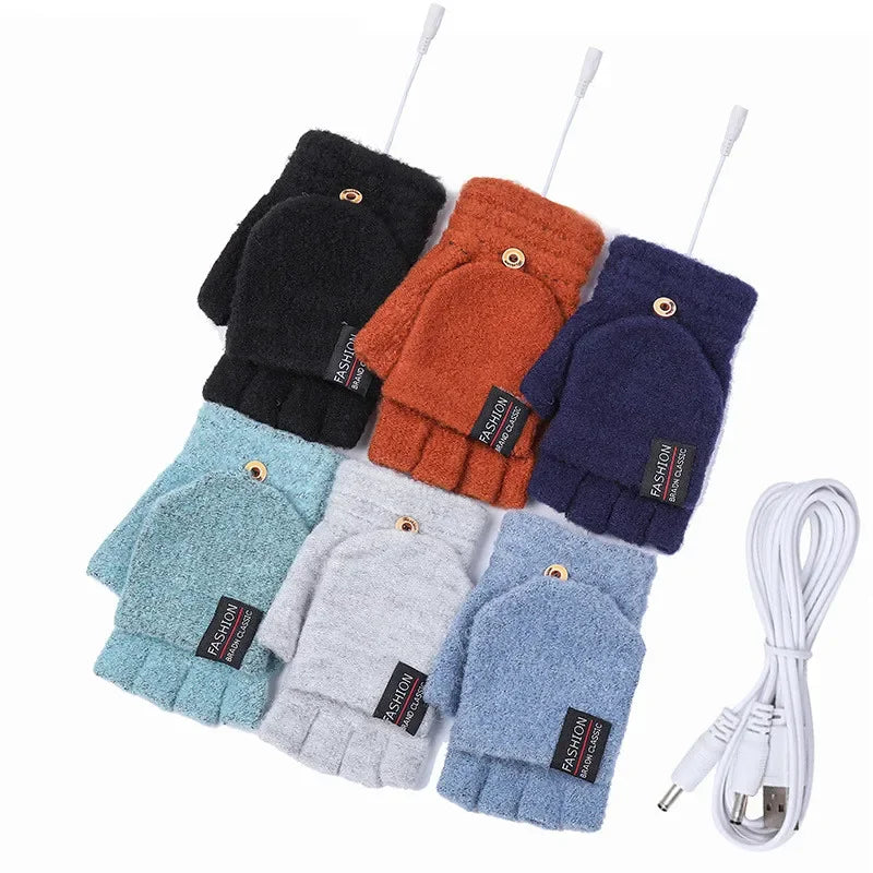 Hand Warmers Mittens Electric Heated Gloves Heater Rechargeable USB Reusable Winter Warm Heating Laptop for Women Men