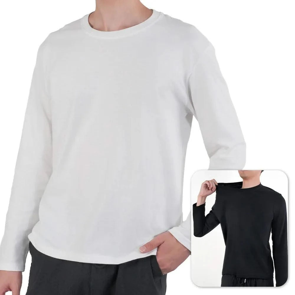 Men's Casual Round Neck Cotton Moisture Wicking Long Sleeve T Shirts | Tees | Tanks | White, Black Undershirts Loose Fit
