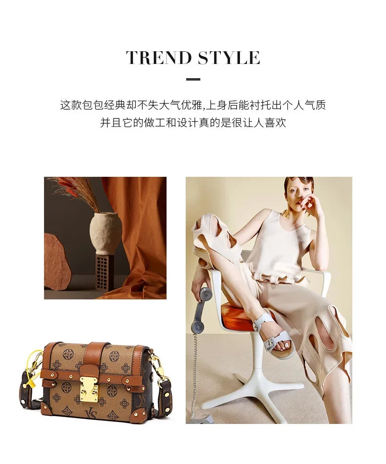 Women's Leather Hand Bag Fashionable And Elegant By Famous Designer Luxury Brand Classic Shoulder For Daily