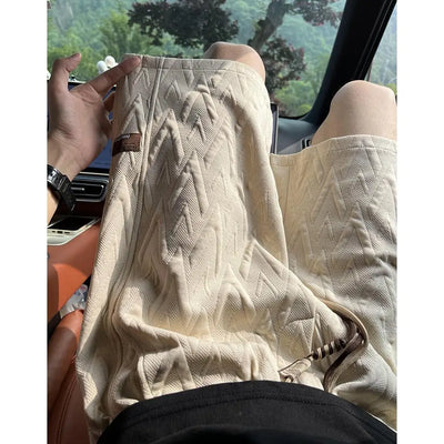 M-XXXXXL Plus Men's 2025 Summer Jacquard Shorts - Trendy 5-Inch Couple's Casual Shorts with Streetwear Style & Breathable Fabric