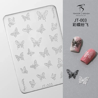 Geometric Bowknot Grid Lace Flora Edge Nail Art Silicone Carving Mold Mould Star Daisy Flower Charms Bow Tie Snowflake Template