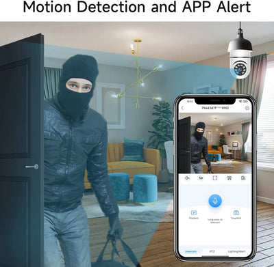 Wireless Bulb Camera Wifi E27 Bulb Camera 360 degree WiFi Security Camera Full-color High-definition Night Vision