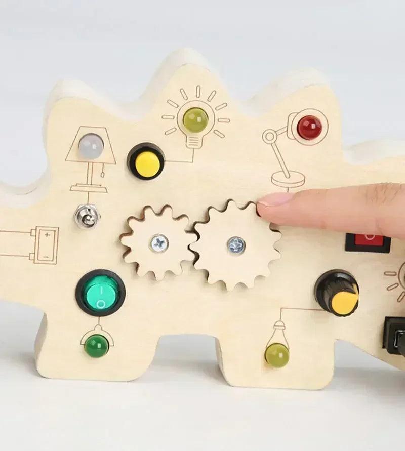 Montessori busy board sensory toys wooden with led light switch control travel activities children games for 2-4 years
