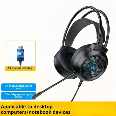 Gaming Headset Wired 7.1 Channel Noise Cancelling Multifunctional Surround Sound Headphone Over-Ear For Computer Laptop USB