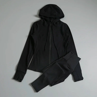 Sports tops for women with hooded cardigan